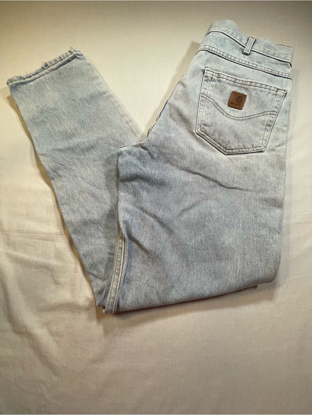 Carhartt B17DST Relaxed Fit Jeans Mens 33X34 Light Wash Denim Distressed Worn In